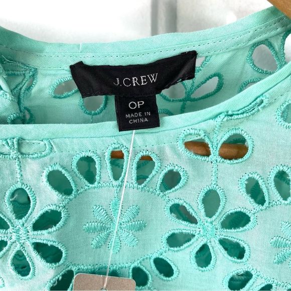 J.Crew New Eyelet Scalloped Shift Dress with Pockets Mint Size 0P - Picture 4 of 12